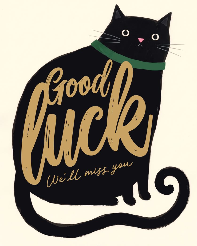 Card design "Black cat - group leaving ecard"