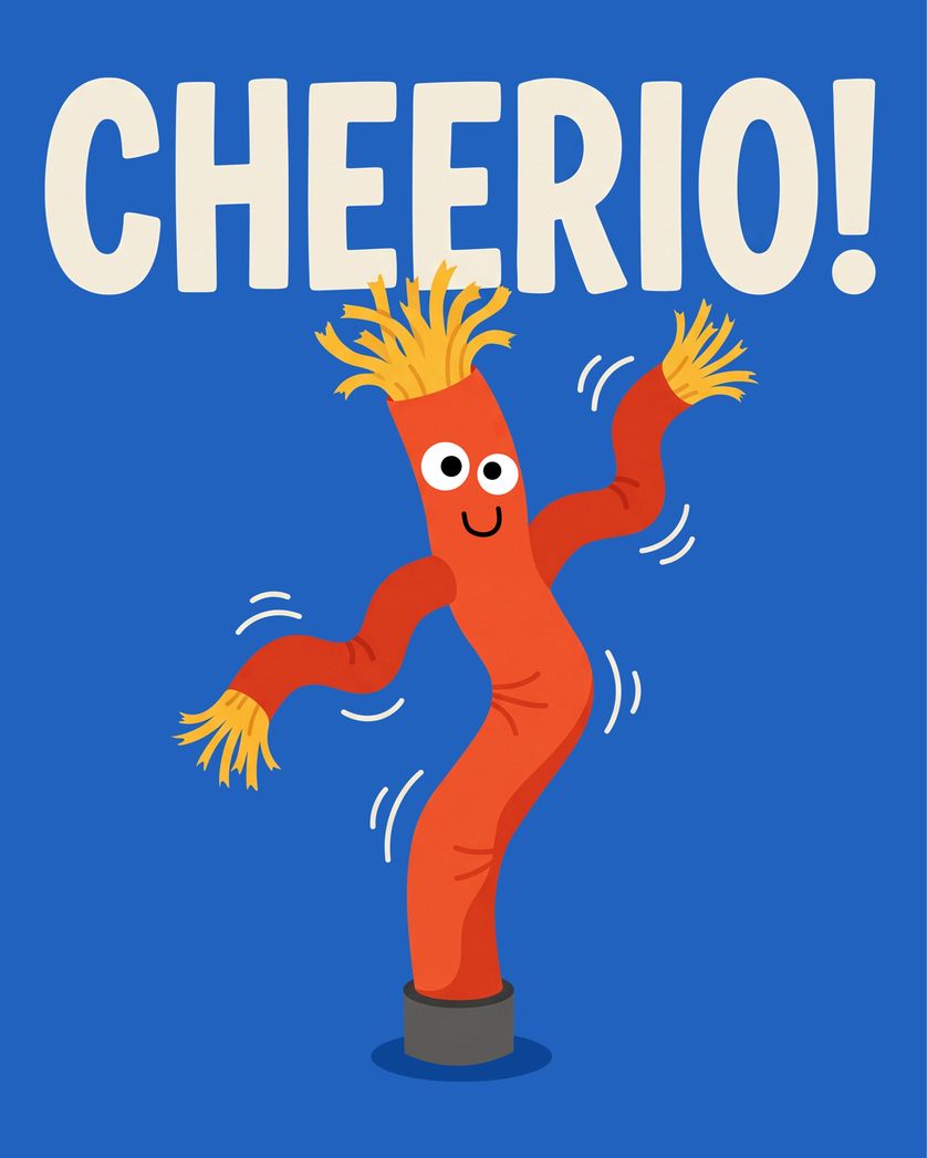 Card design "Wavy man - group leaving ecard"