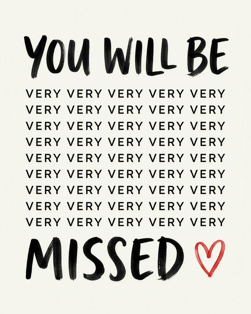 Card design "Very Missed - group leaving ecard"