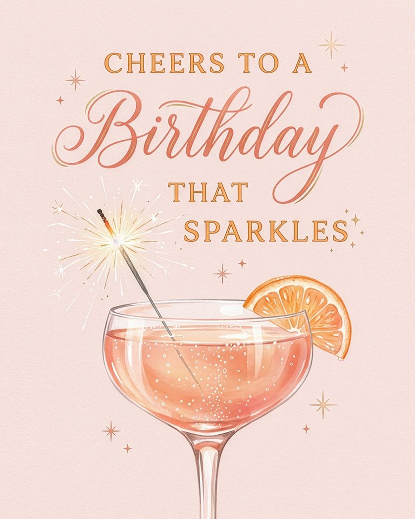 Card design "Cocktail time - group birthday ecard"