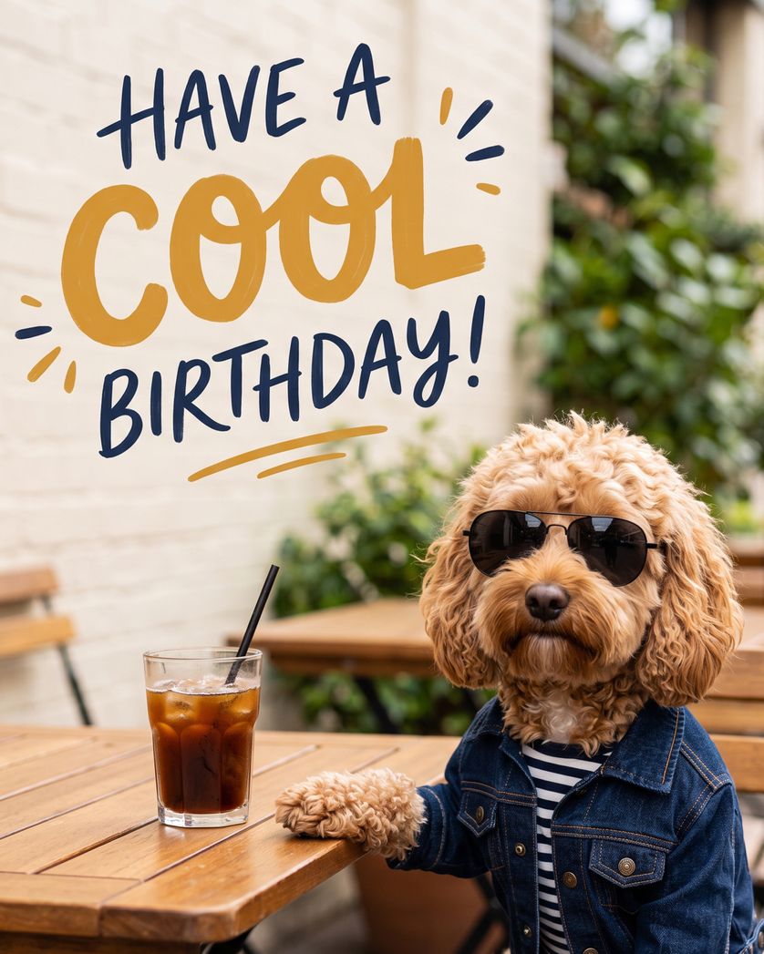 Card design "Cool Dawg - group birthday ecard"
