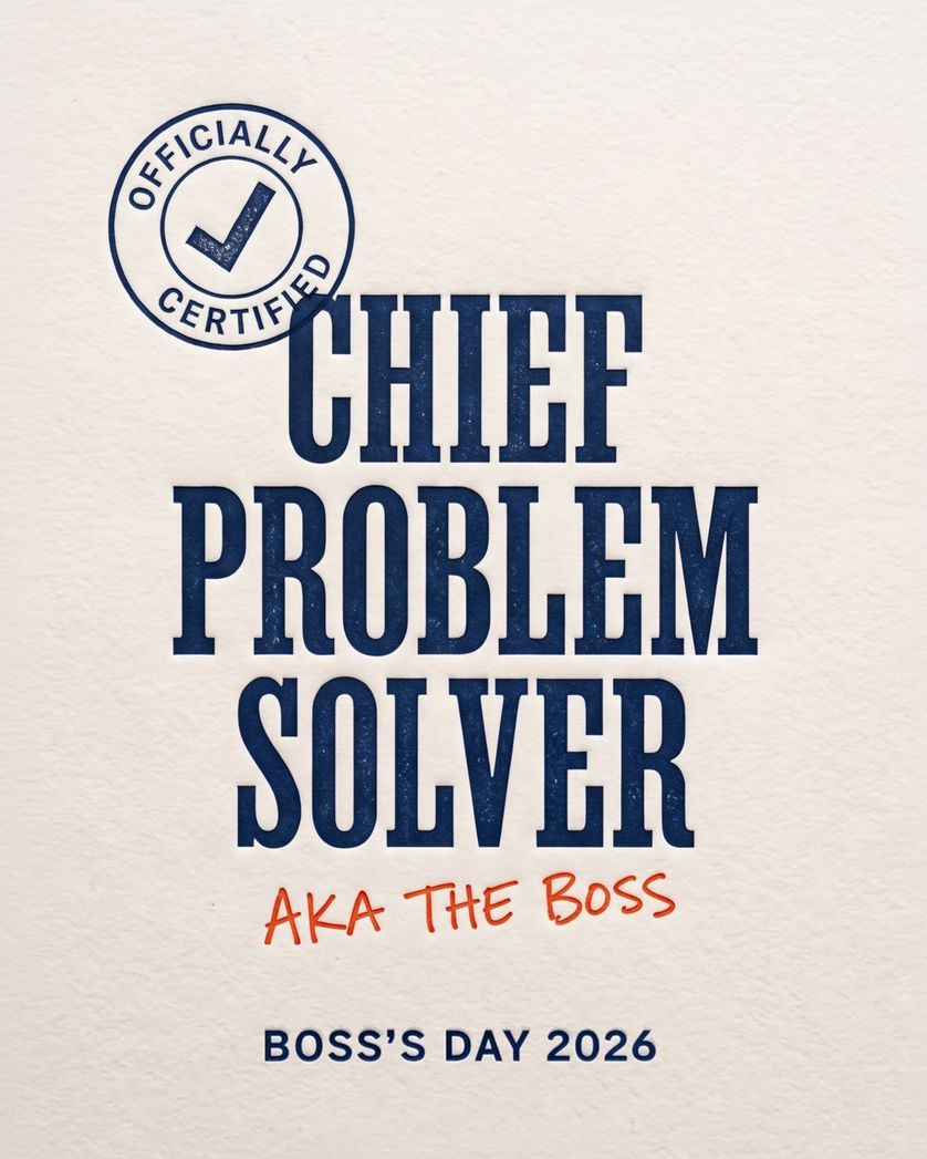 Card design "Officially bossy - group boss ecard"
