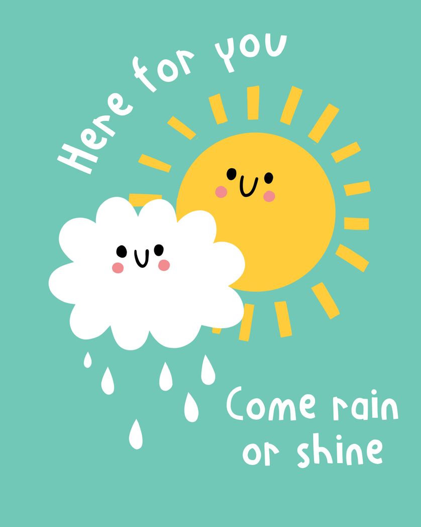 Card design "Rain or shine - group thinking ecard"
