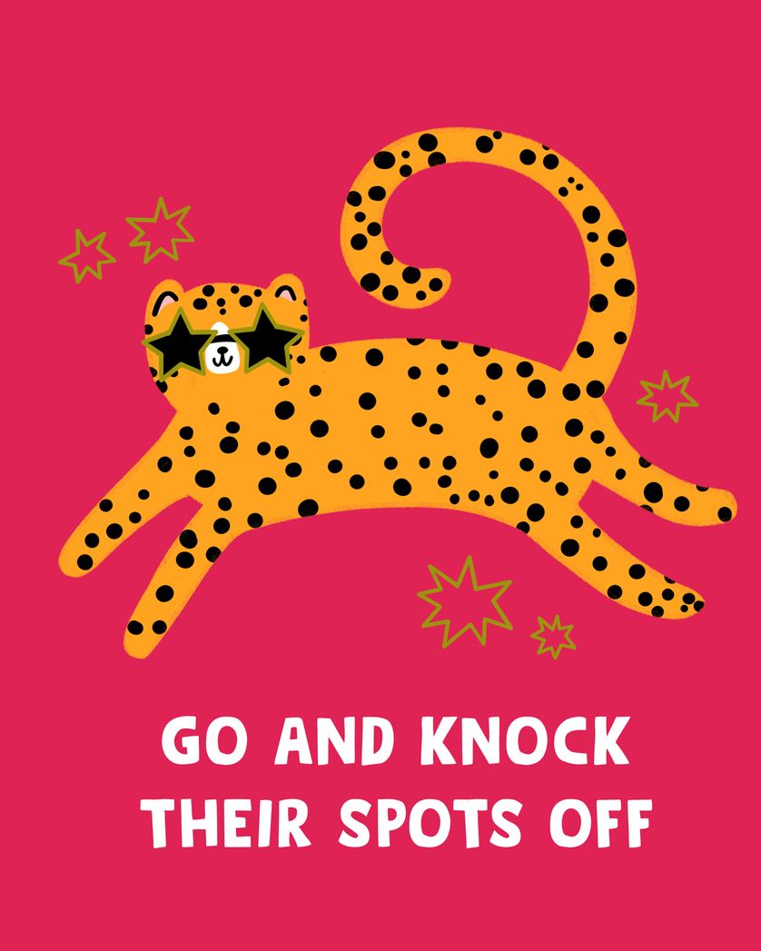 Card design "Leaving leopard - group leaving ecard"