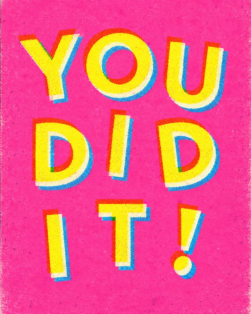 Card design "Big words - group congrats ecard"