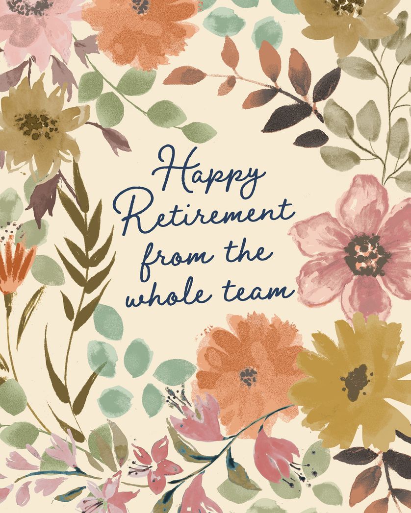 Card design "Subtle blooms - group retirement ecard"