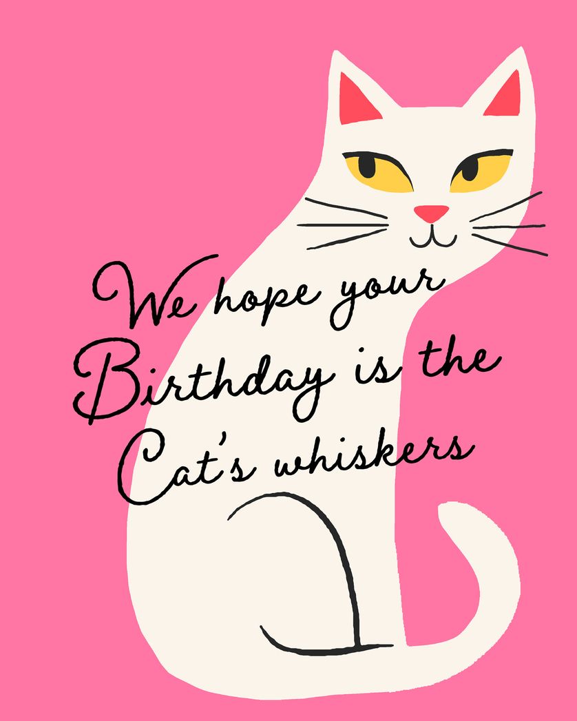 Card design "Cat's whiskers - group birthday ecard"