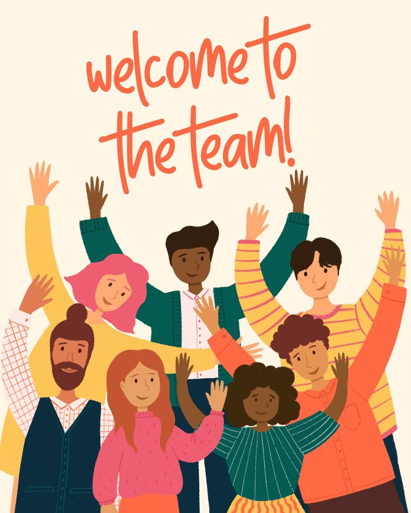 Card design "Team talk - group welcome ecard"