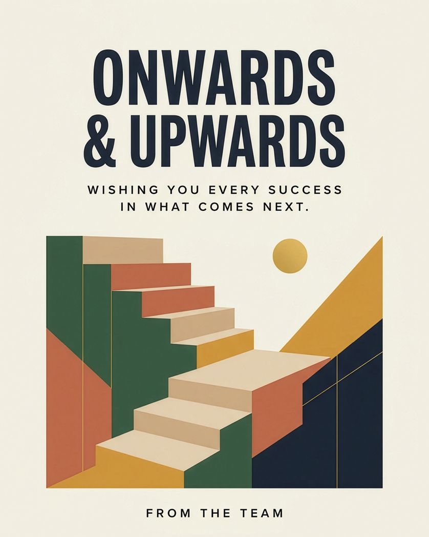 Card design "Step up - group Corporate leaving ecard"