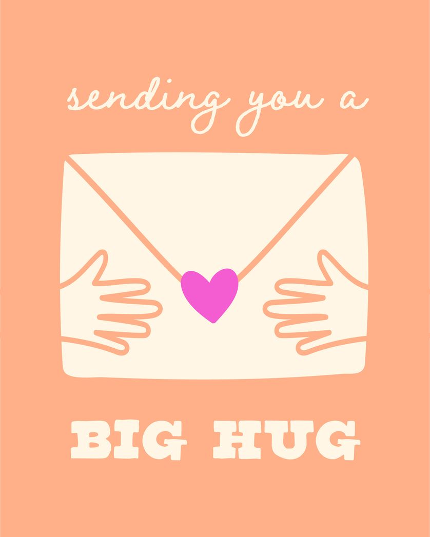 Card design "Sending hugs - group thinking ecard"