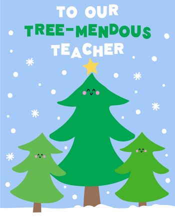 Use Forest school - group festive teacher ecard