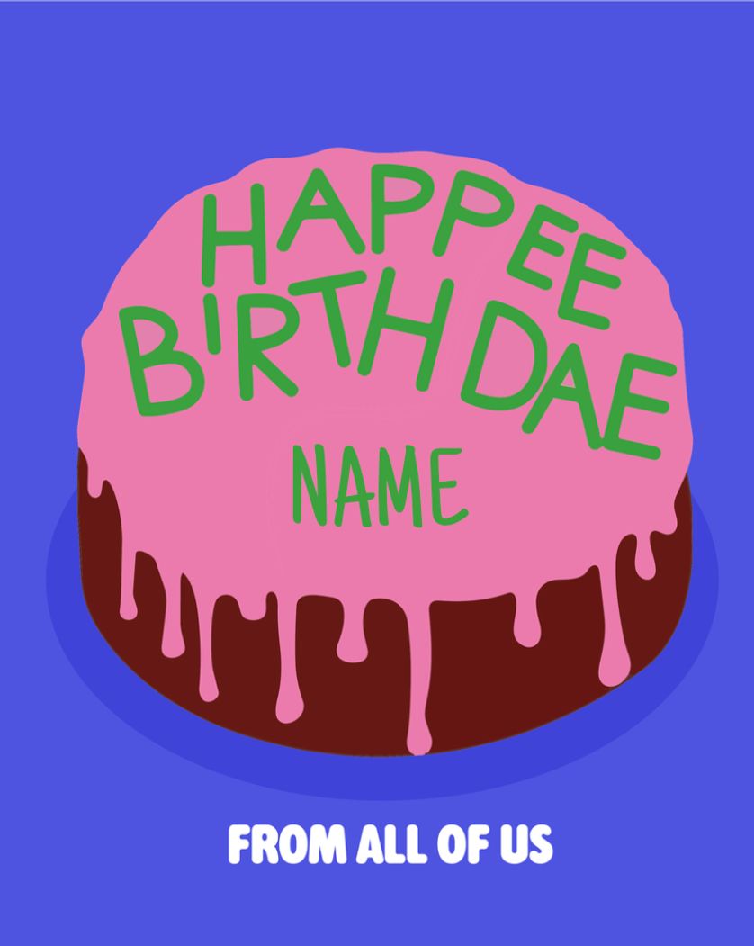 Card design "Hagrid's cake - group birthday ecard"