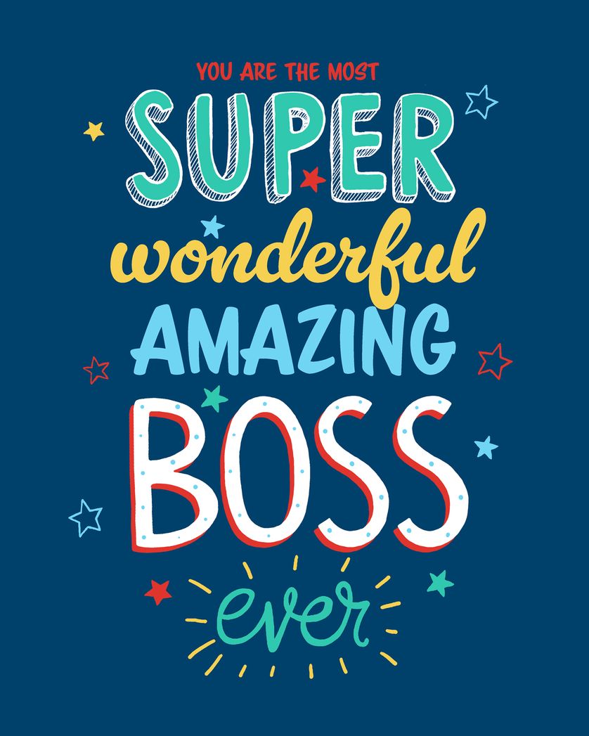 Card design "Wordy boss - group boss ecard"