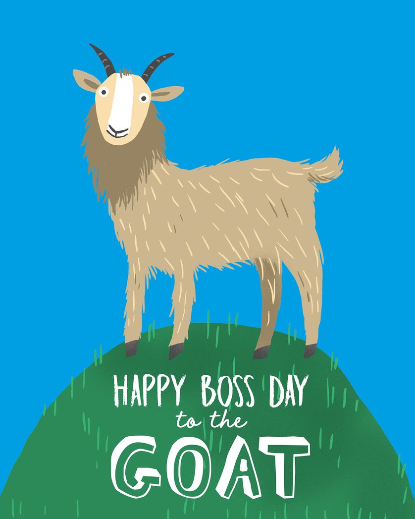 Card design "Goated - group boss ecard"