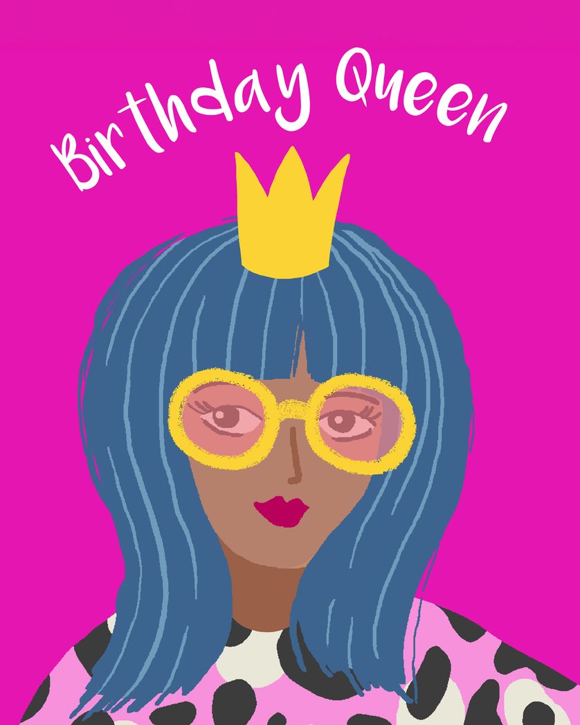 Card design "Queen for a day - group birthday ecard"