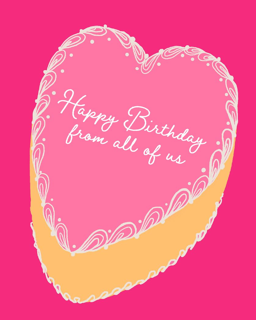 Card design "Heart shaped - group birthday ecard"