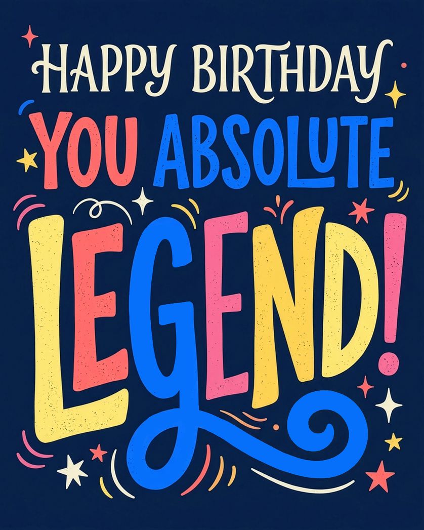 Card design "Legend - group birthday ecard"