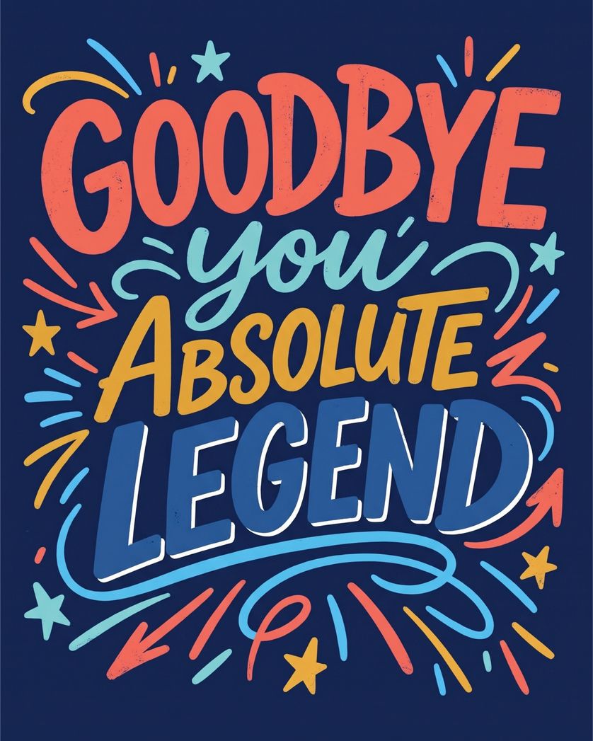 Card design "legend - group leaving ecard"