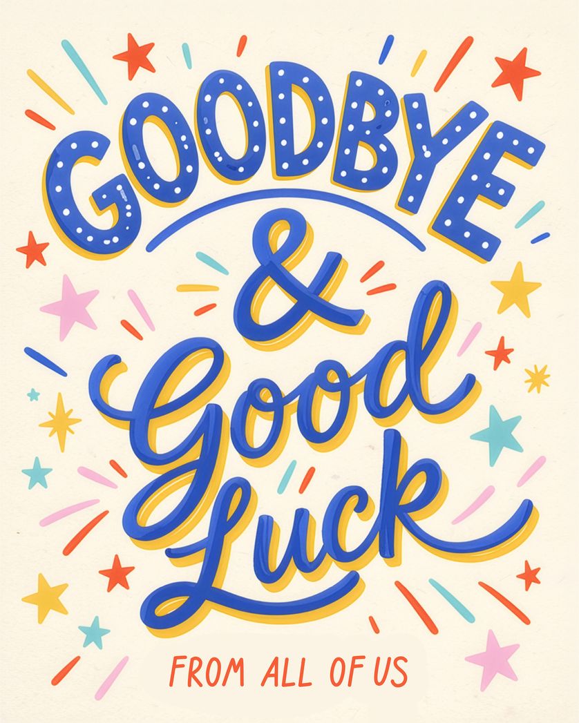 Card design "Lucky words - group leaving ecard"