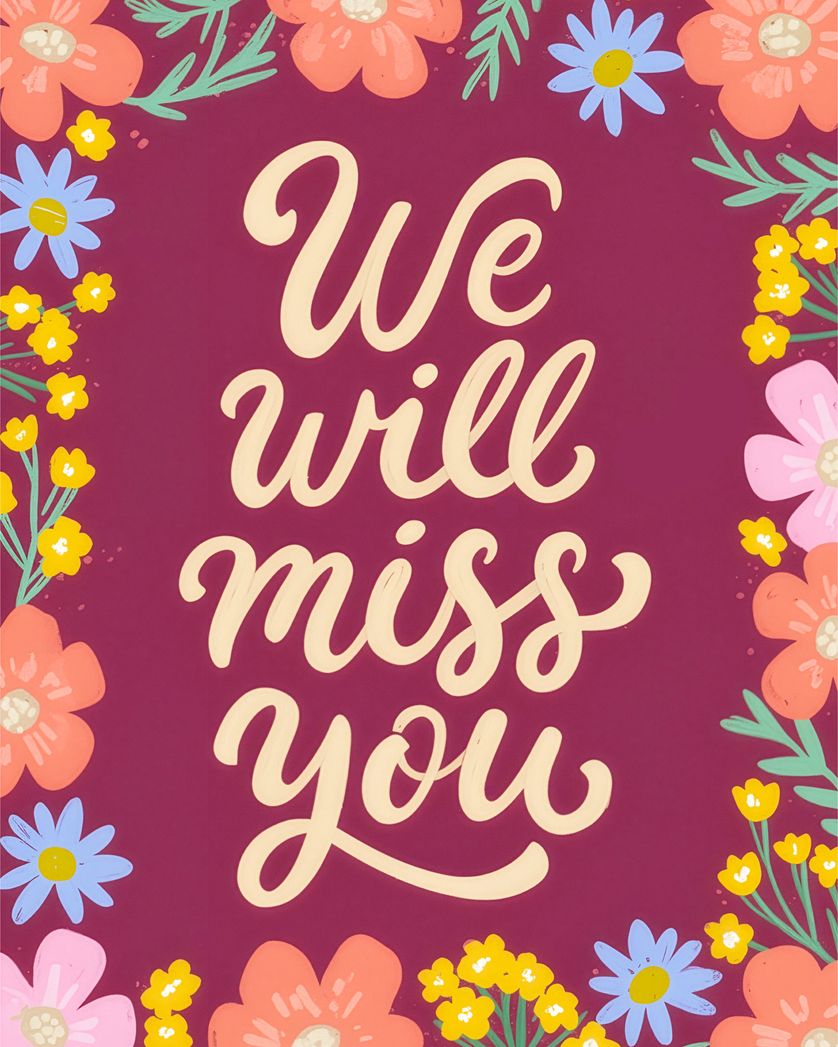 Card design "Flower frame - group leaving ecard"